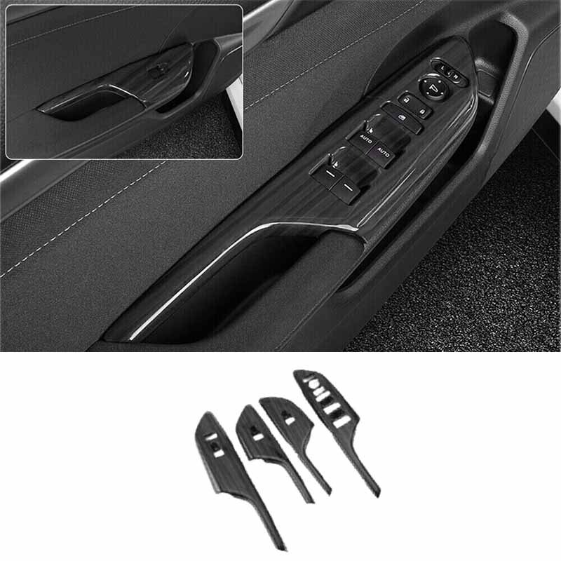 Black Wood Grain Glass Window Switch Trim Panel for Honda Civic 10th Gen 2016-2021