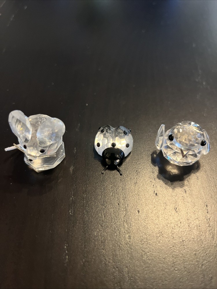 Swarovski crystal figurines Mouse Silver Tail Ladybug Bird no box