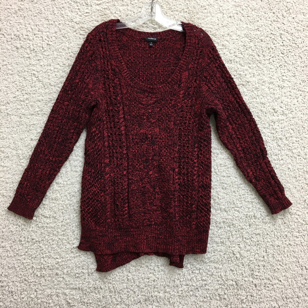 Torrid Sweater 1X Adult Plus Red Knit Long Sleeve Pullover Jumper Casual Womens