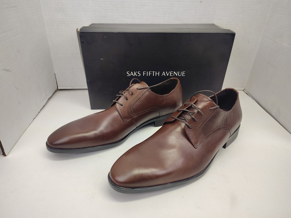 Saks Fifth Avenue Tatum Men's Shoes 11 Brown Leather Oxford Dress Shoes