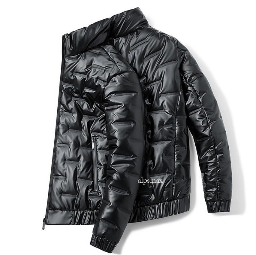 Men's Slim Fit Winter Puffer Jacket Stand Collar Thick Warm Cotton Down Coat