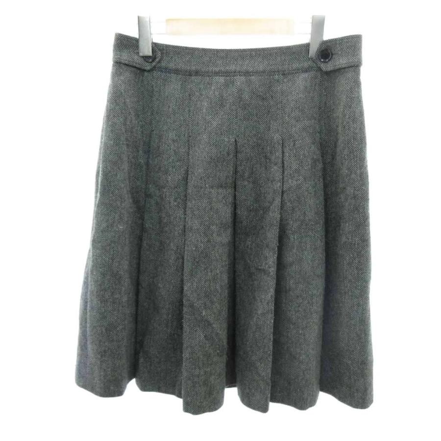 BURBERRY LONDON Gathered Skirt Wool Knee Length Gray Size 46 Good Condition