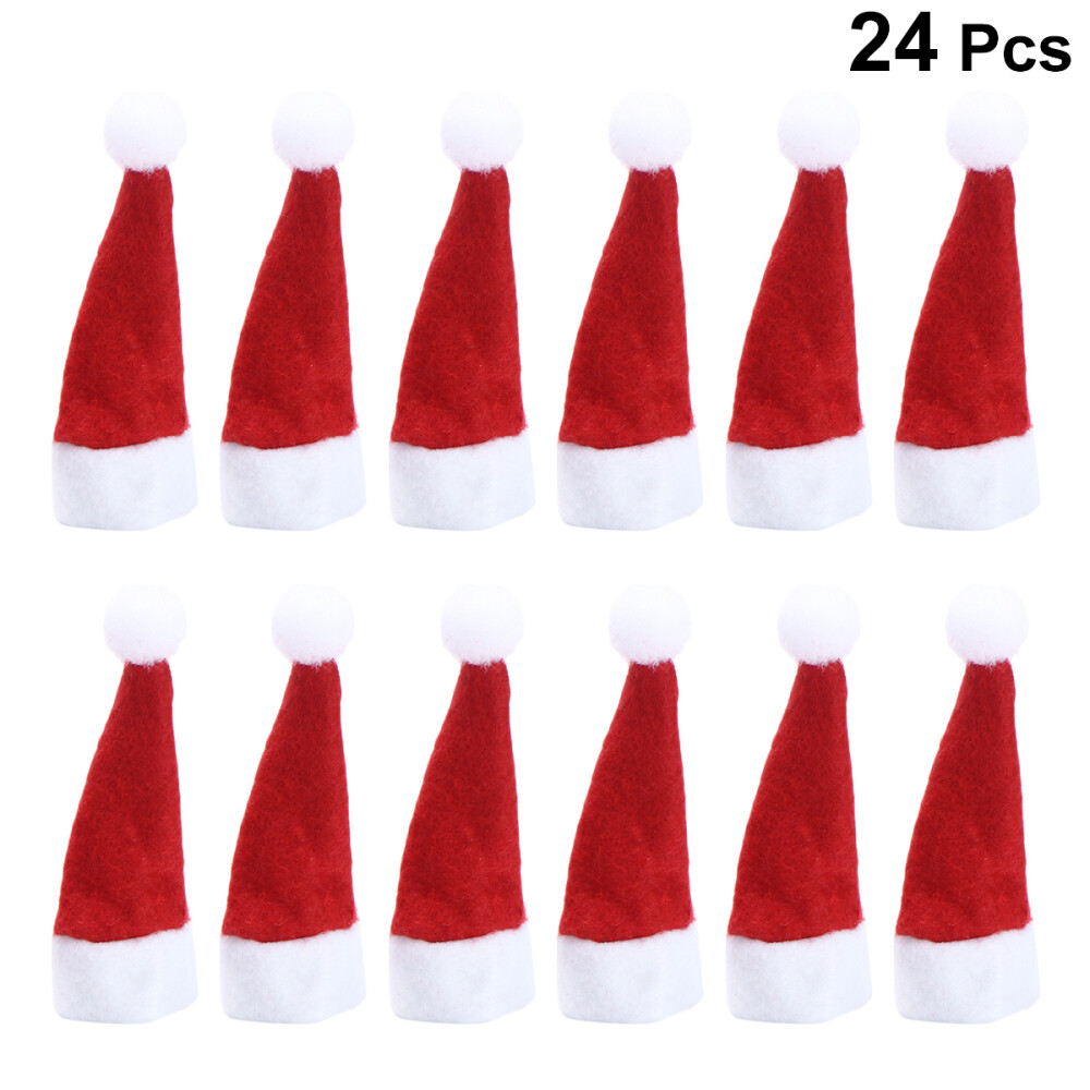 24PCS Santa Hat Doll Decor Lollipop Covers Christmas Cutlery Holders Socks