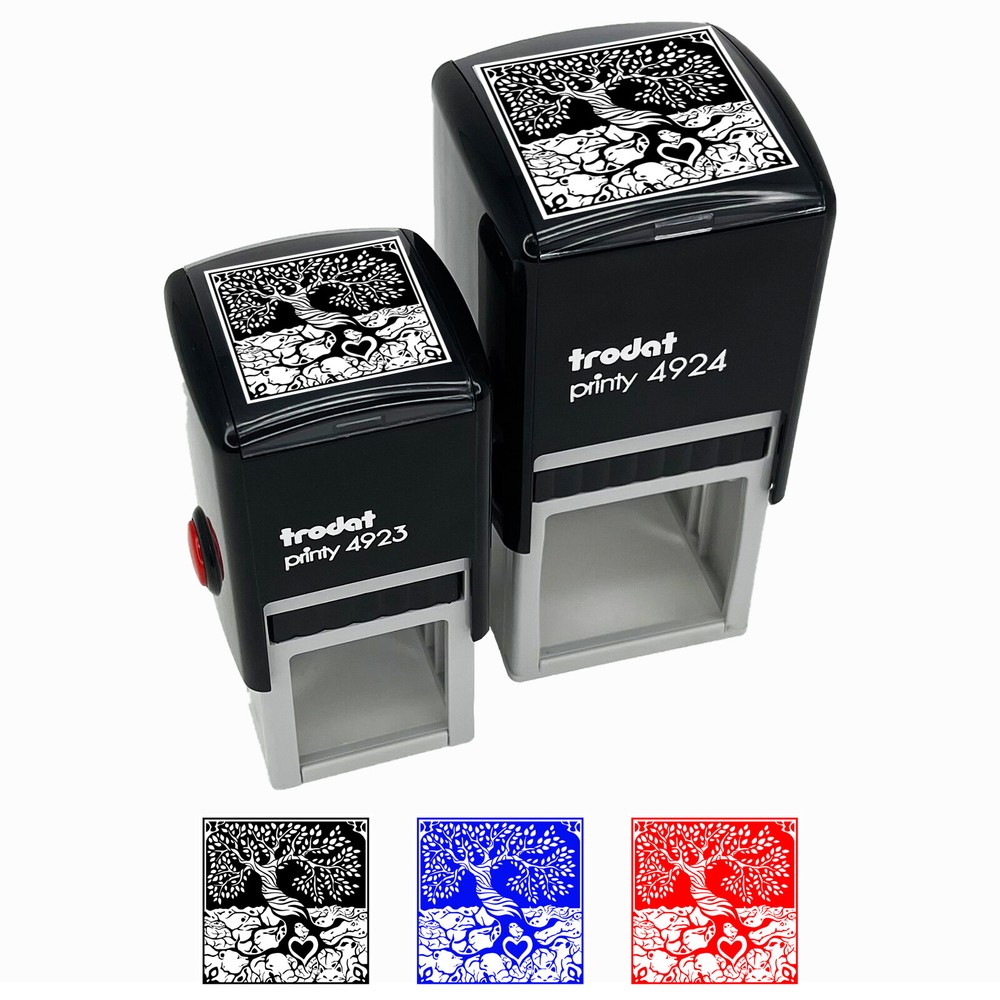 Tree of Life with Hidden Animals in Roots Self-Inking Rubber Stamp Ink Stamper