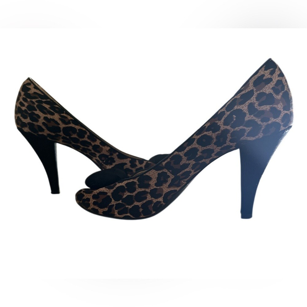 Platinum BP Womens Leopard Peep Toe High Heels Size 8M