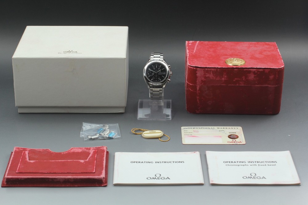 Near MINT Omega Speedmaster 3513.50 Chronograph Black Men's Watch Full Set
