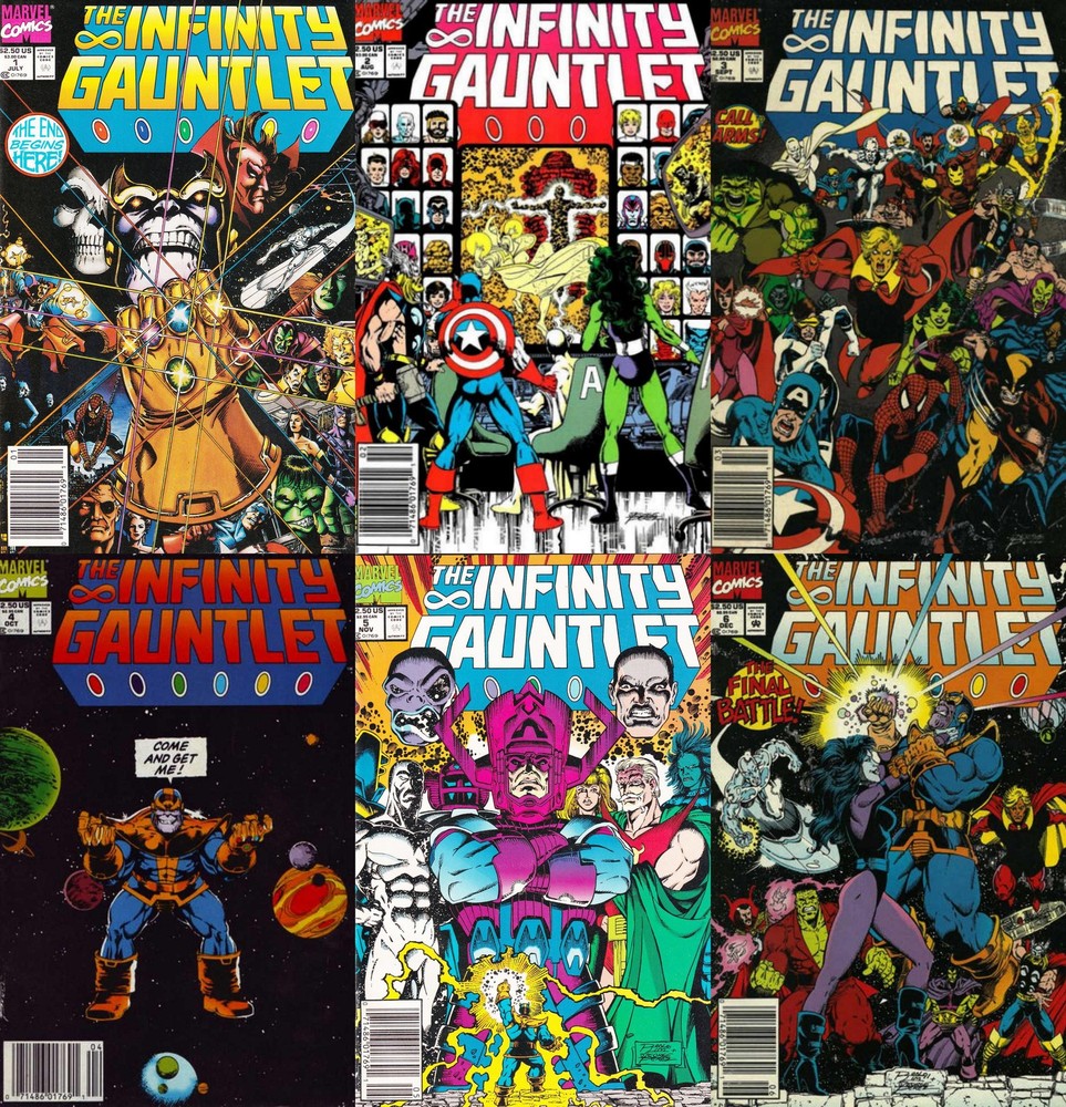 The Infinity Gauntlet #1-6 Newsstand Covers (1991) Marvel Comics