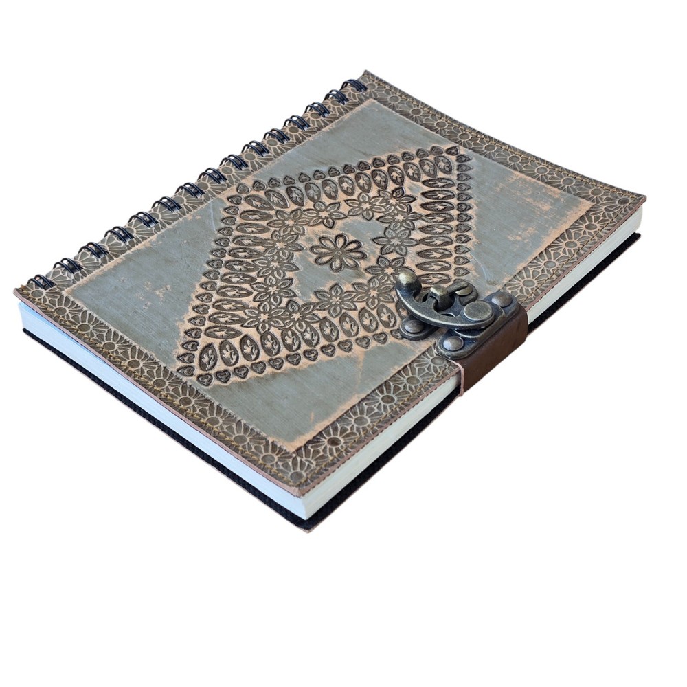 Luxury Spiral Bound Leather Journal with Metal Closure 100 Pages