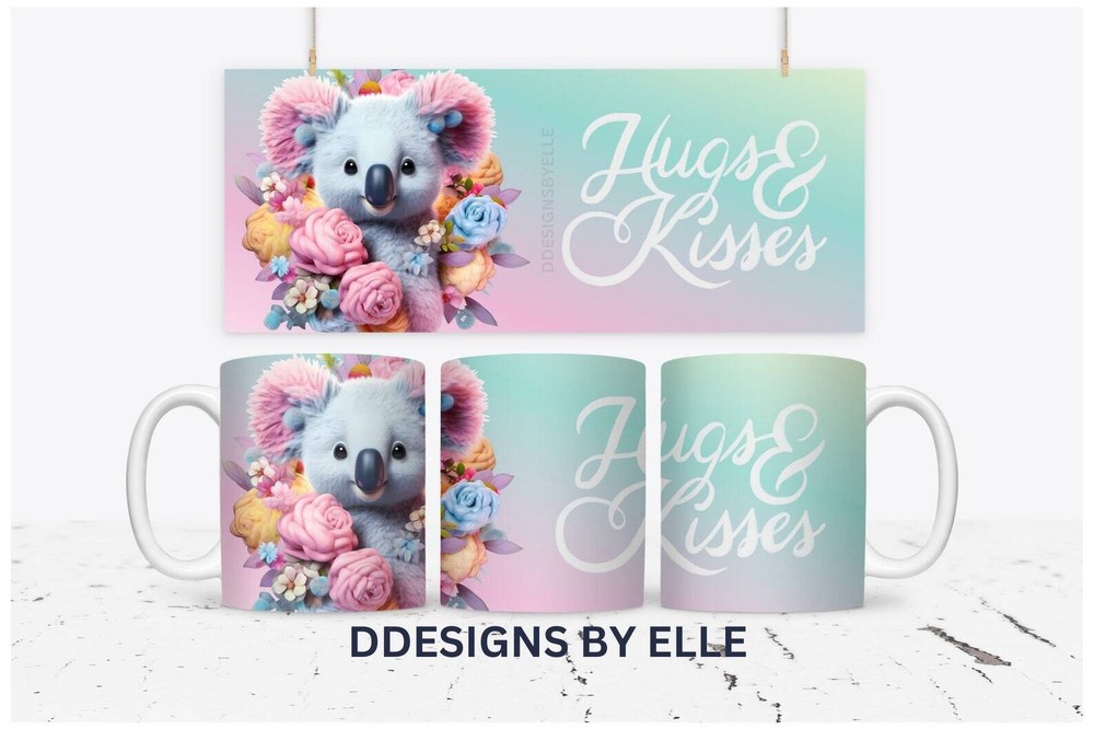 3D Bear and Floral Design 11oz Ceramic Mug