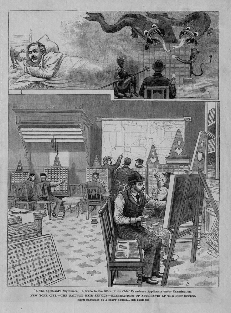POSTAL HISTORY RAILWAY MAIL SERVICE EXAMINATION OF APPLICANTS NIGHTMARE DEVIL