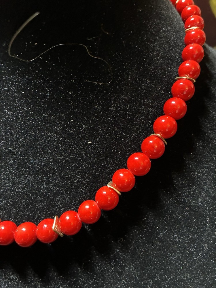 Red And Gold Beaded Necklace/choker