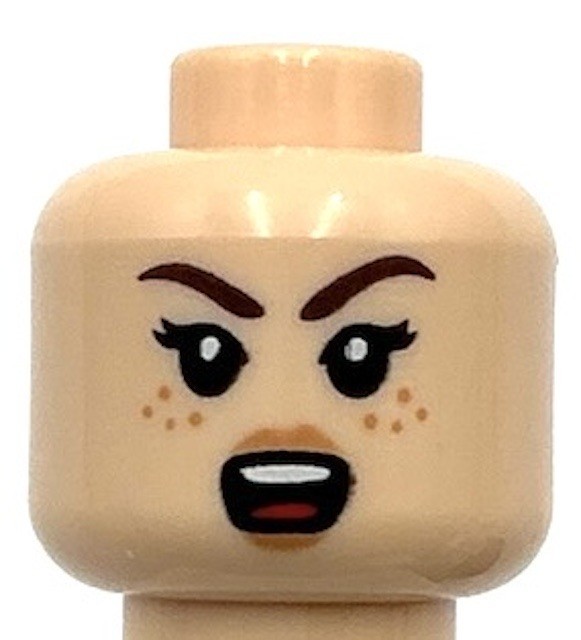 Lego New Light Nougat Minifigure Head Dual Sided Female Black Eyebrows Peach
