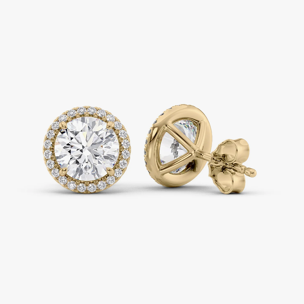 IGI Lab Created 3.30 Ct Round Cut Diamond Solid 14K Yellow Gold Stud Earrings
