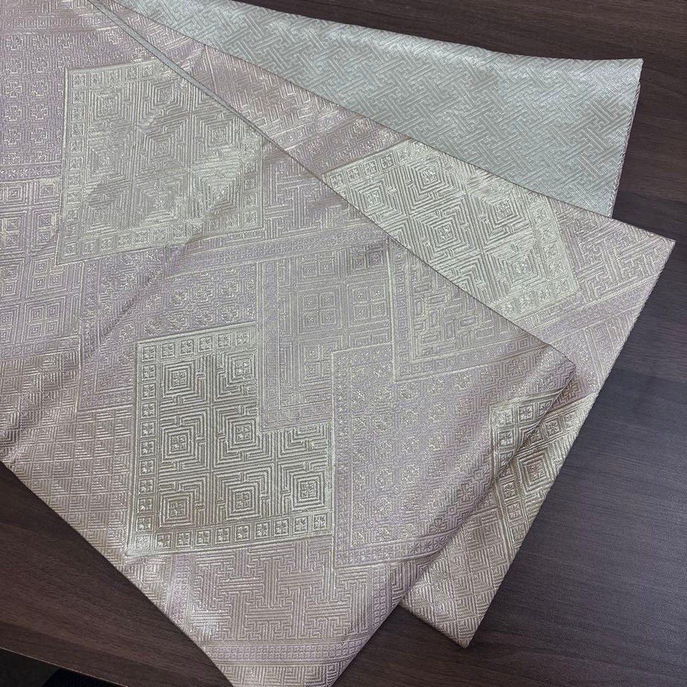 Fukuro obi pure silk style gold thread geometric pattern formal