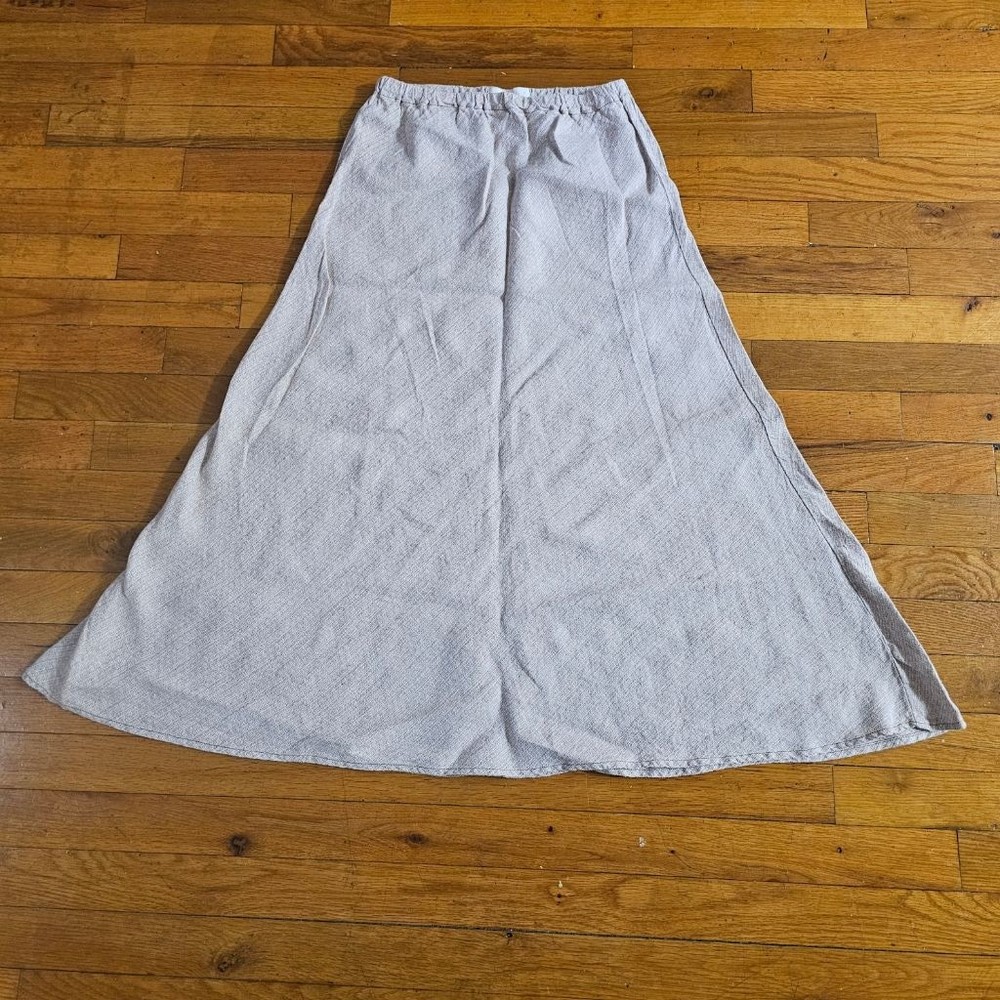 CP Shades Beige Linen Elastic Waist Maxi Skirt Size S