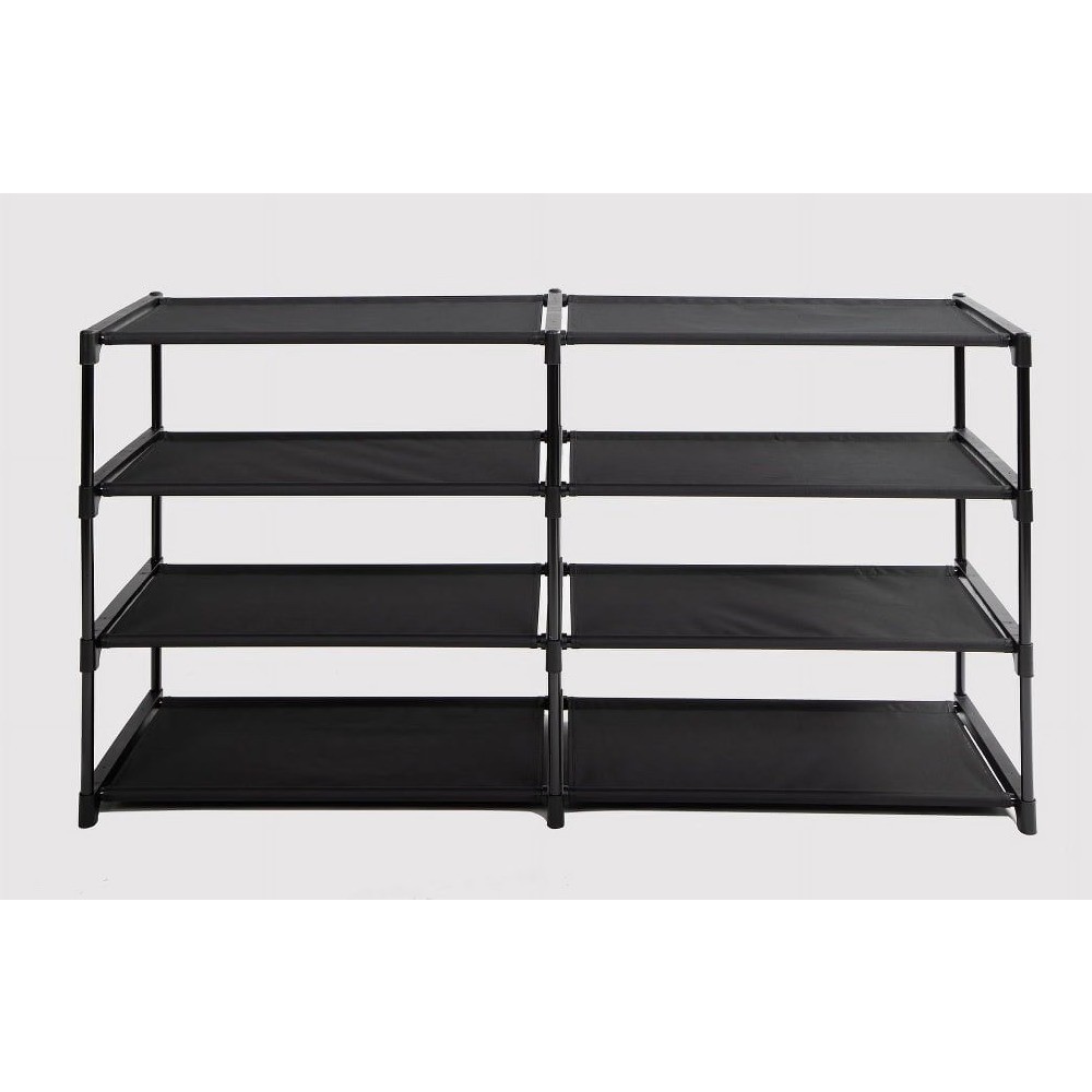 4-Tier Shoe Rack Organizer with Iron Poles and Plastic Connectors Holds 24 Pairs