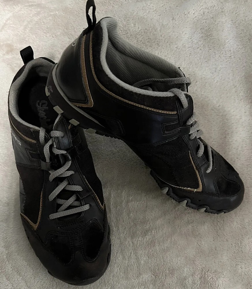 Skechers Womens Size 8 M Brown Leather & Suede Biker Sneakers SN21434