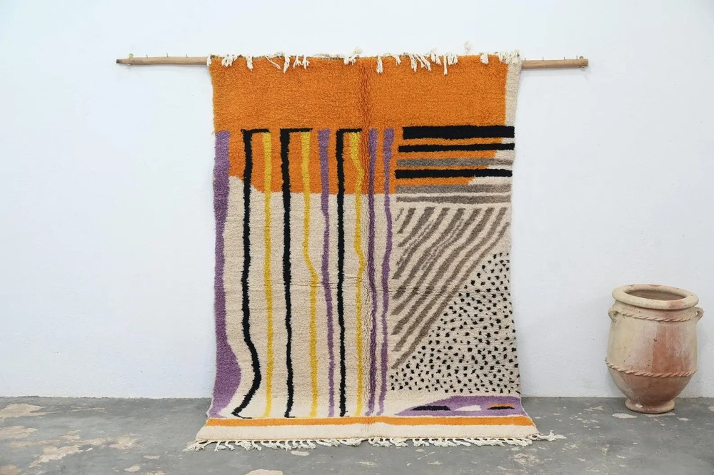 Moroccan Handwoven Wool Berber Area Multicolor Rug Oriental Moroccan Living room