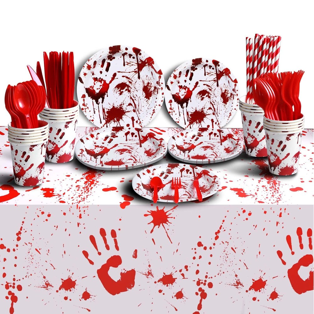 Halloween Party Supplies Decorations Include Bloody Zombie Tablecloth, Paper ...