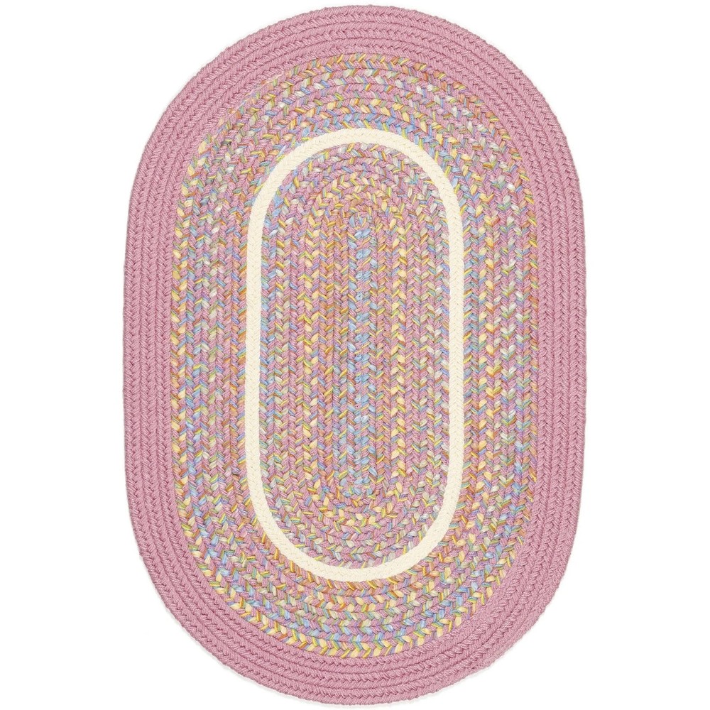 Rhody Rug Pink Braided 10x13 Oval Indoor Outdoor Kids Area Rug