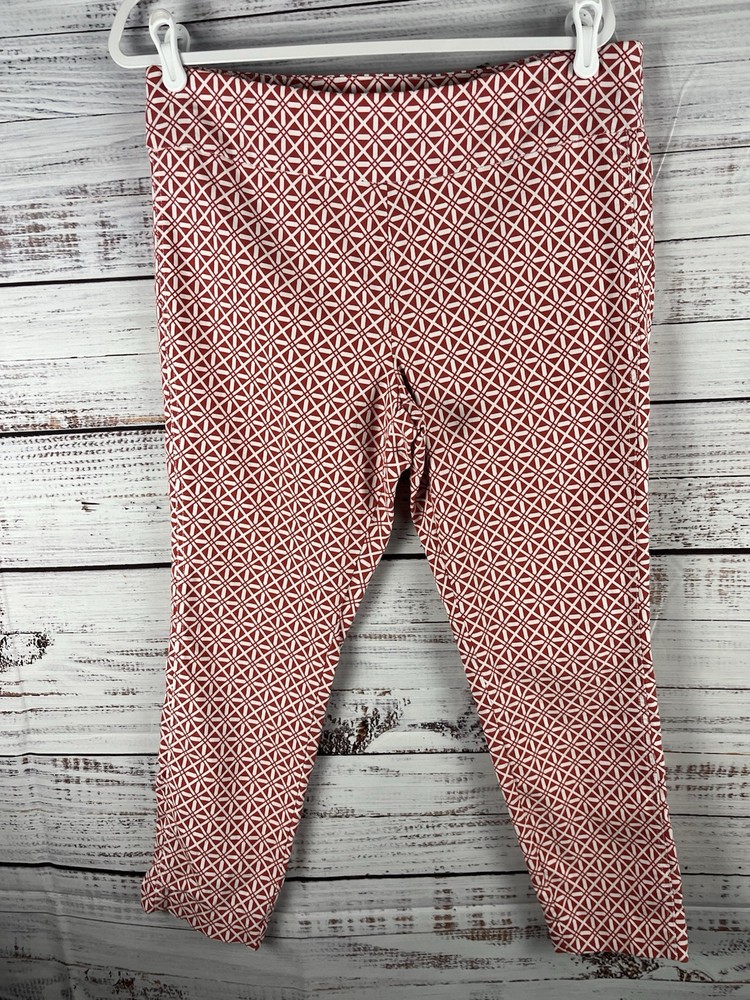New York & Company Ankle Pants Women's X-Large Slit Red/white Pockets Pull On