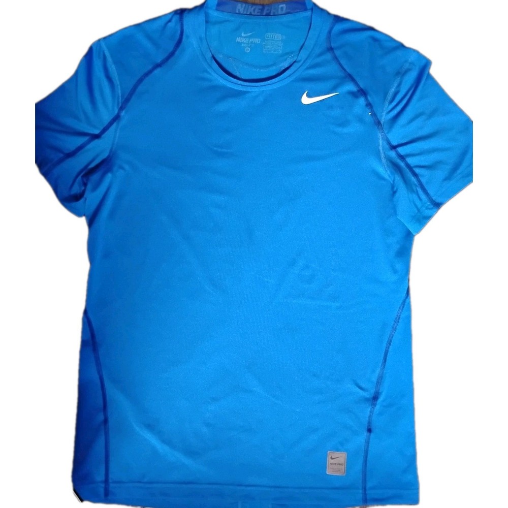 Nike Pro Swoosh Fitted Lightweight Short Sleeve Tops Mens Med Blue