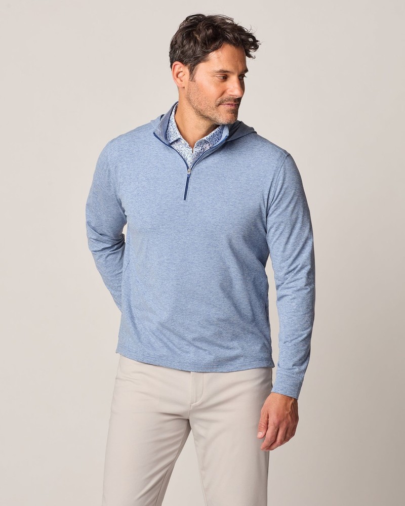 johnnie-O Slaton Performance 1/4 Zip Hoodie Lake Size M