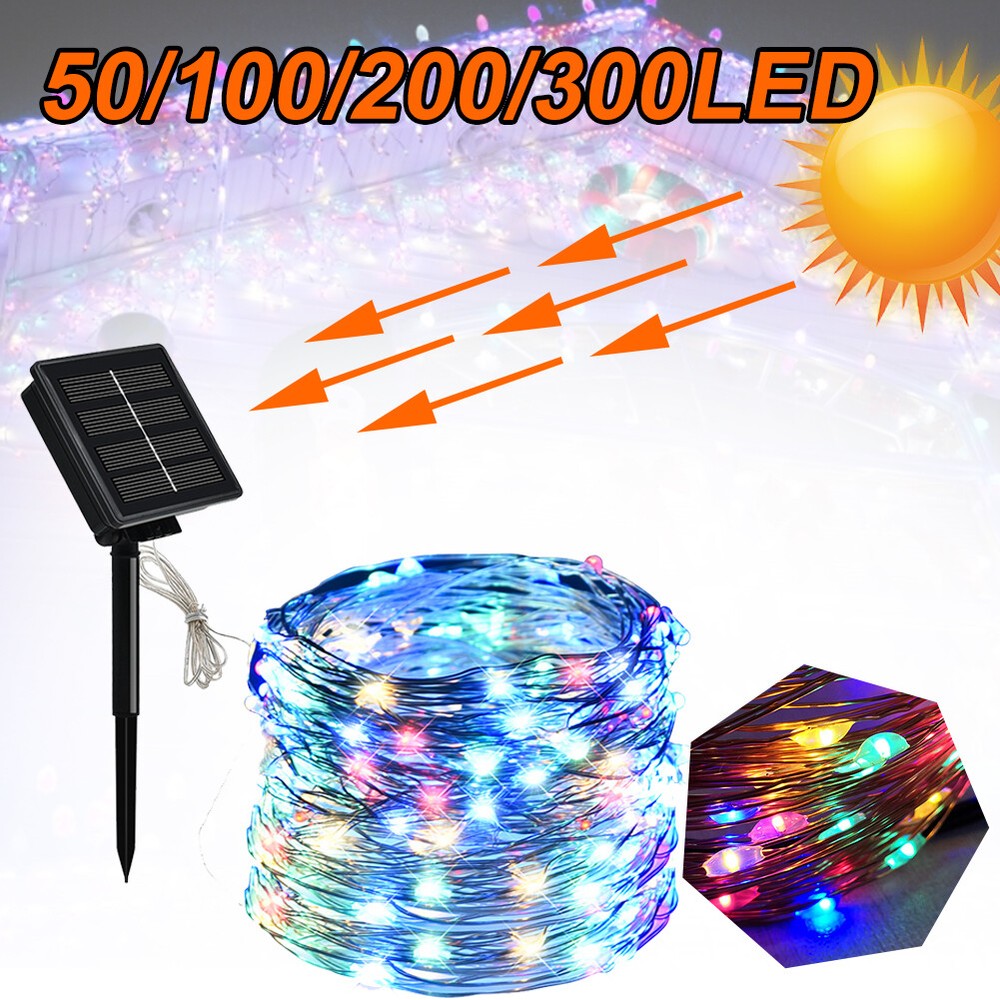 100-300 LED Solar Christmas String Lights Waterproof Copper Wire Decor