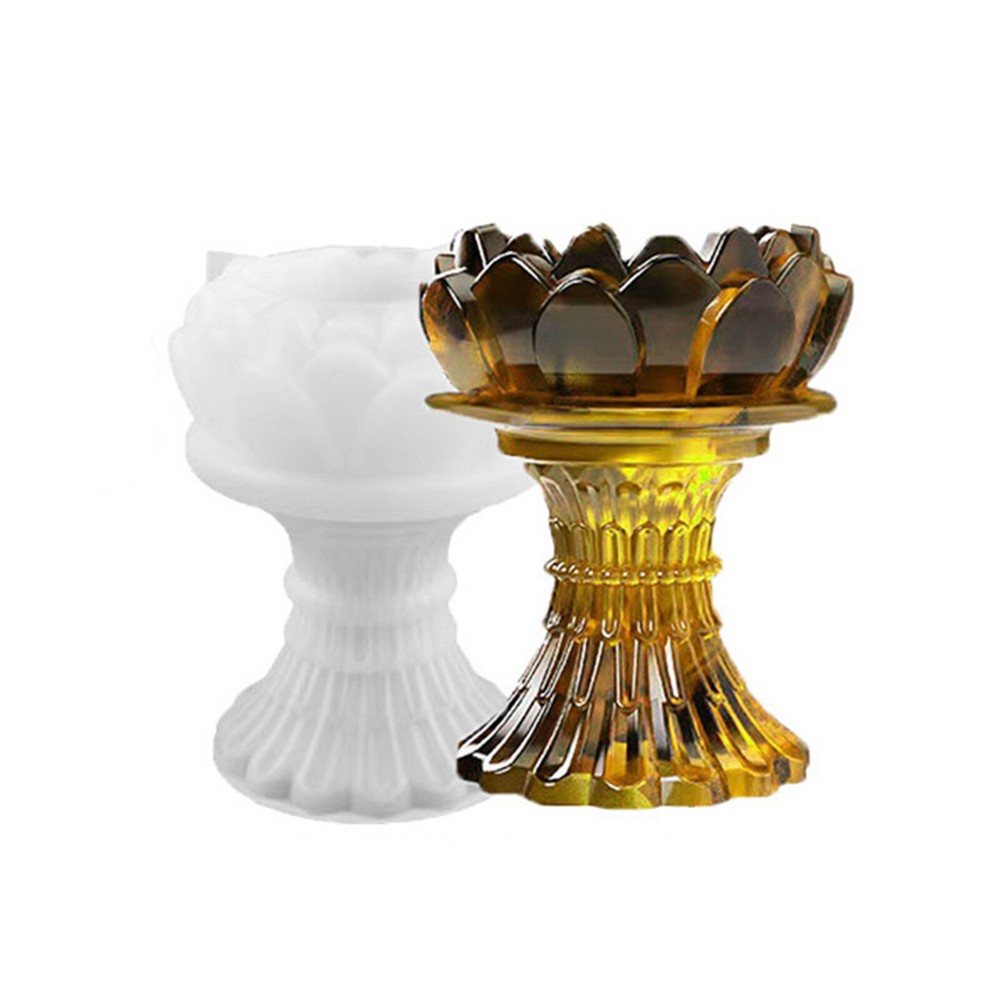 Silicone Crystal Epoxy Resin Mold Stemstick Lotus Candle Holder Storage DIY Mold