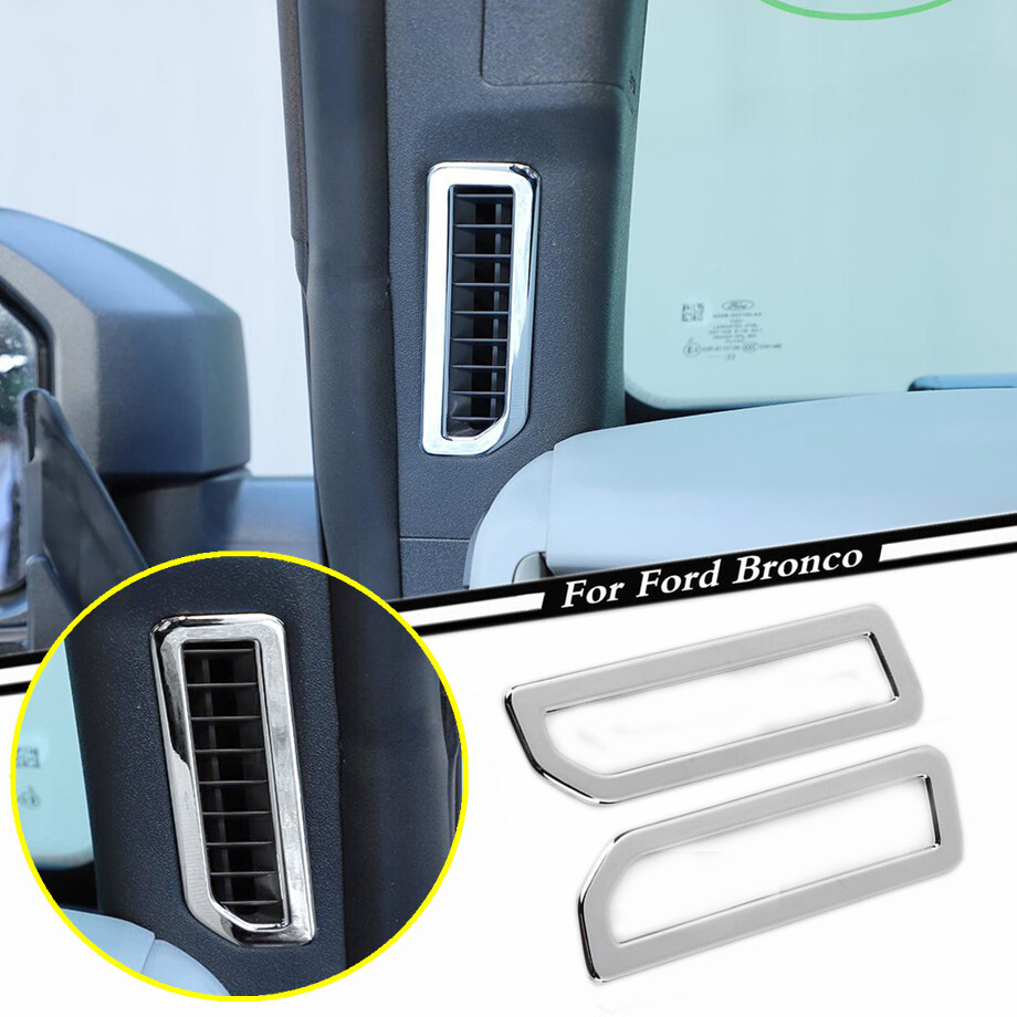 2P Car Side A-pillar Air Vent Cover For Ford Bronco 2021-2023 Accessories Chrome