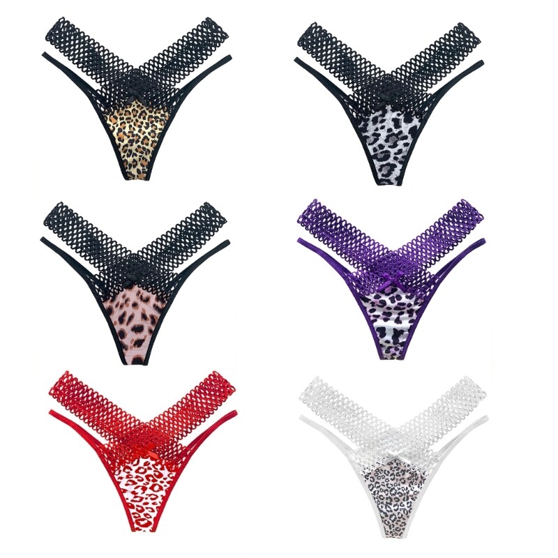 Sexy Cross Hollow Out Thong Low Waist Ice Silk Panties Women Lingeries Underwear