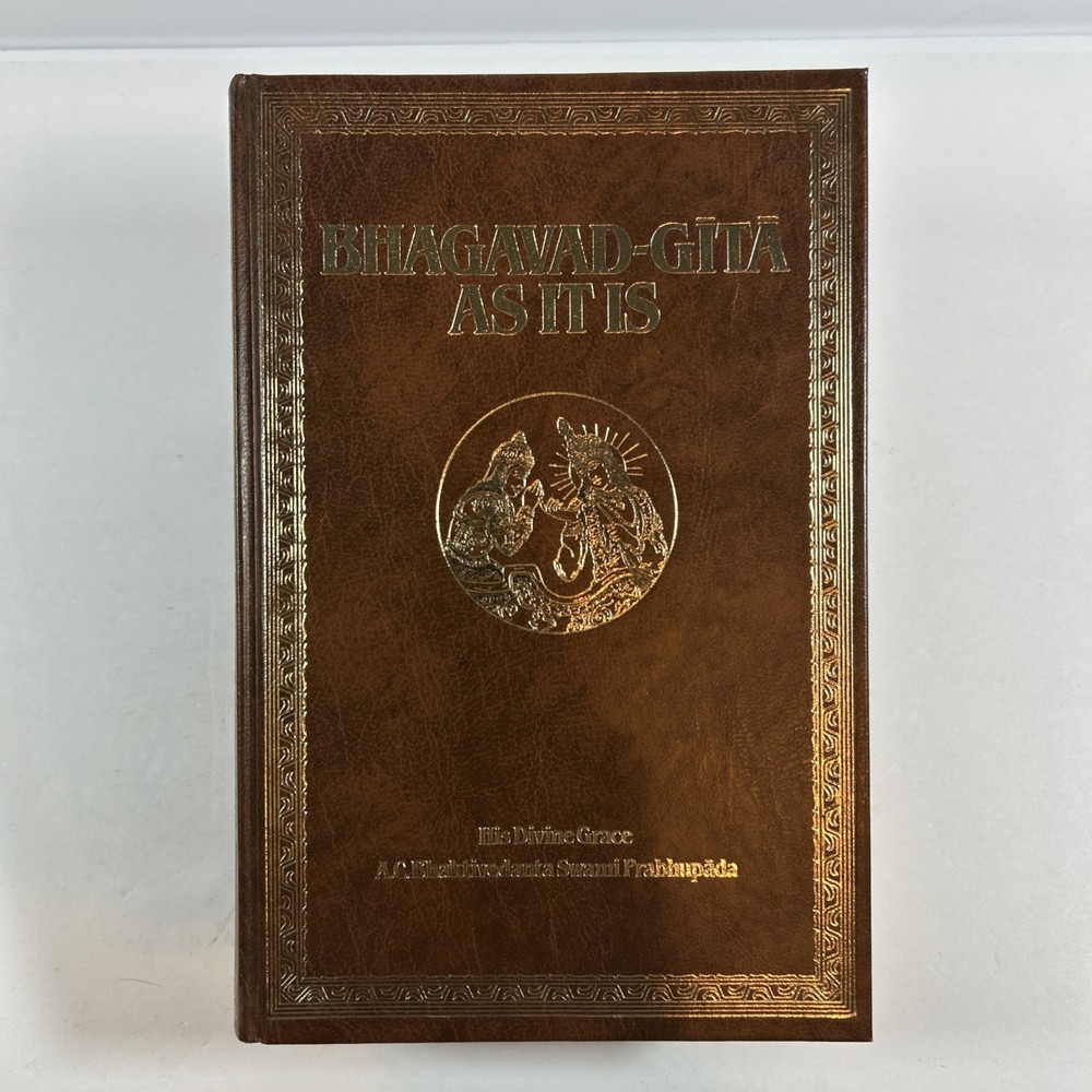 Bhagavad-Gita As It Is 1983 Hardcover Vintage Brown Gold Trim w/DJ First Print