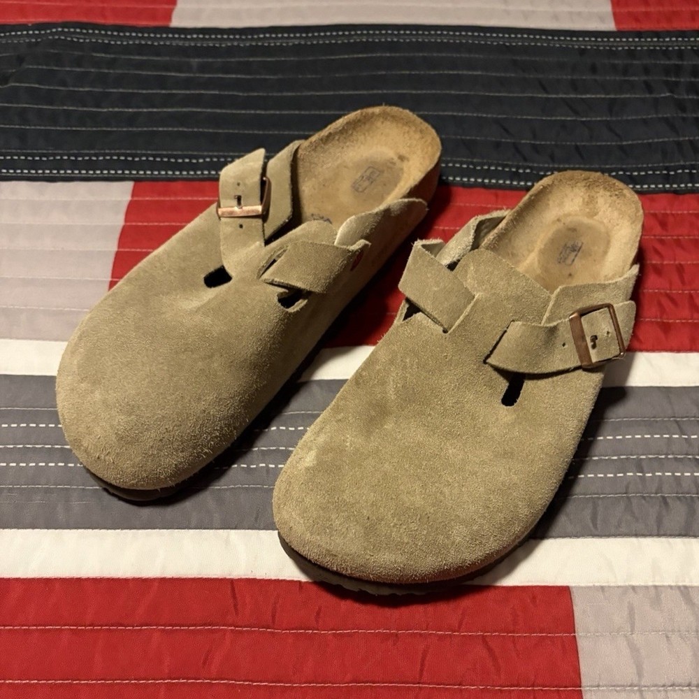 Birkenstock Beige Suede Buckle Adjustable Strap Men's Sandals EU 45