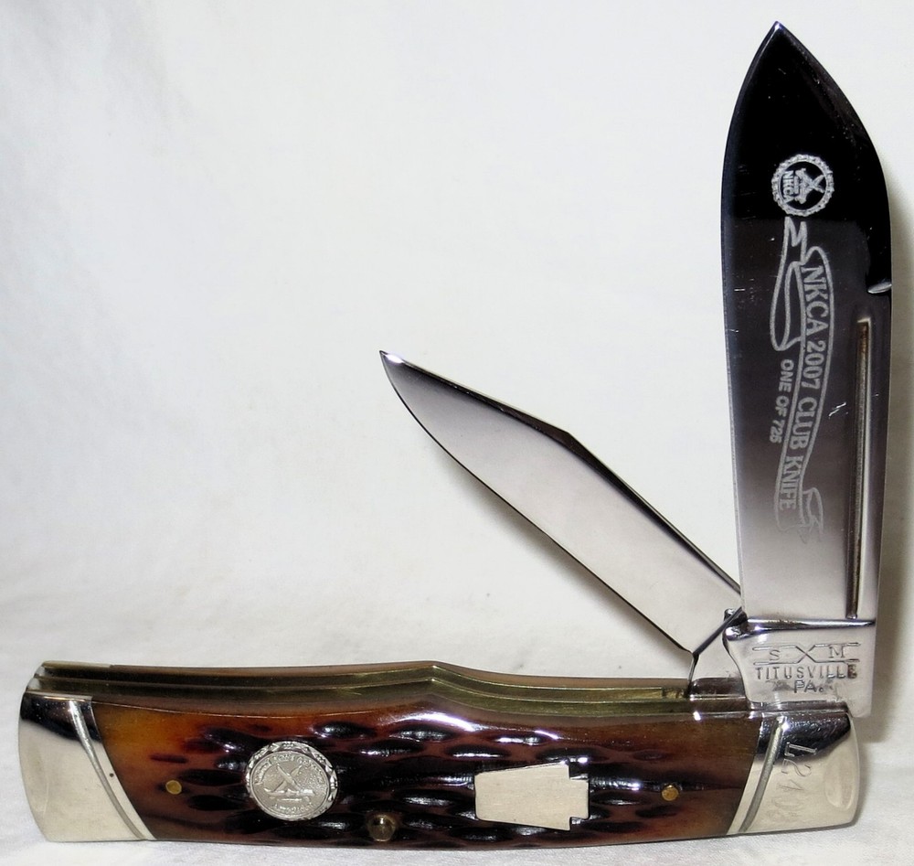 Schatt & Morgan Bone Gunstock Pocketknife 2007 NKCA Club Knife Queen Cut. #L2403