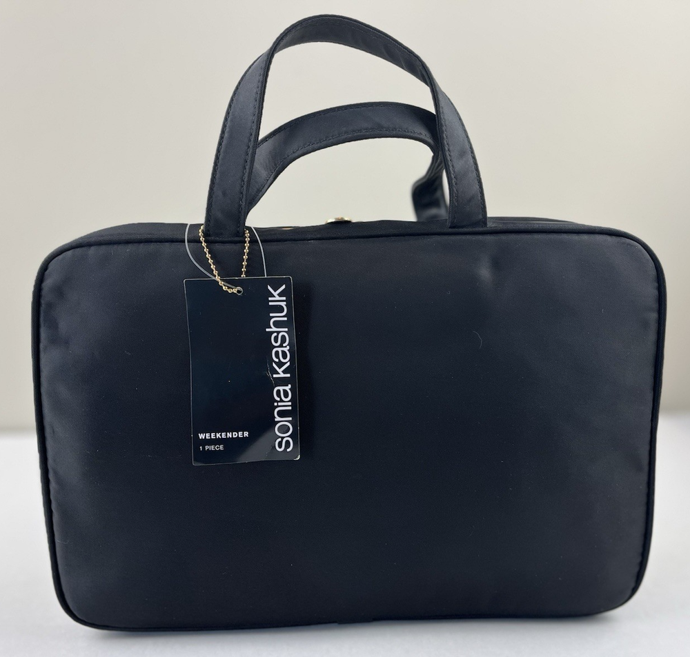 Sonia Kashuk Black Nylon Weekender Travel Makeup Toiletry Bag