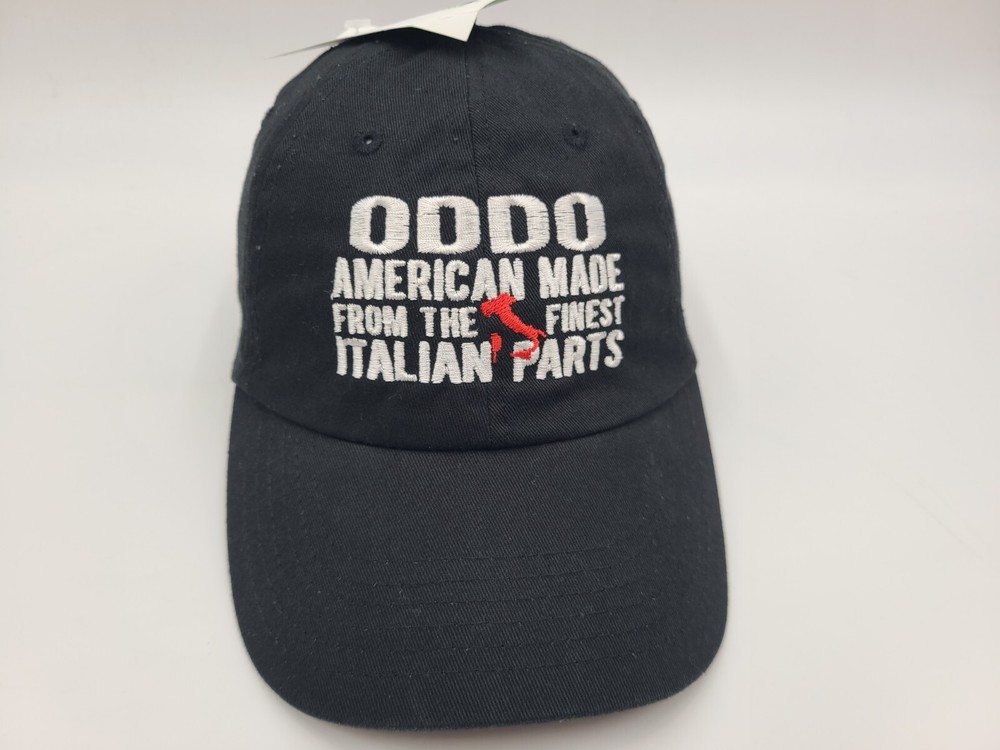 Oddo American-Made Italian Parts Adjustable Strapback Hat for Men & Women in Black