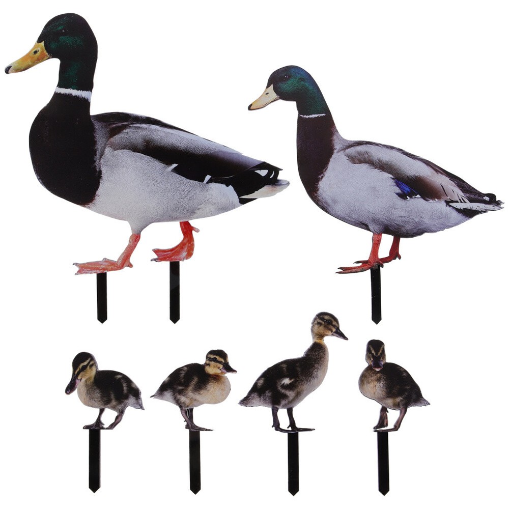 6pcs Garden Decorative Stakes Lifelike Duck Ground Stake Outdoor Lawn Stakes