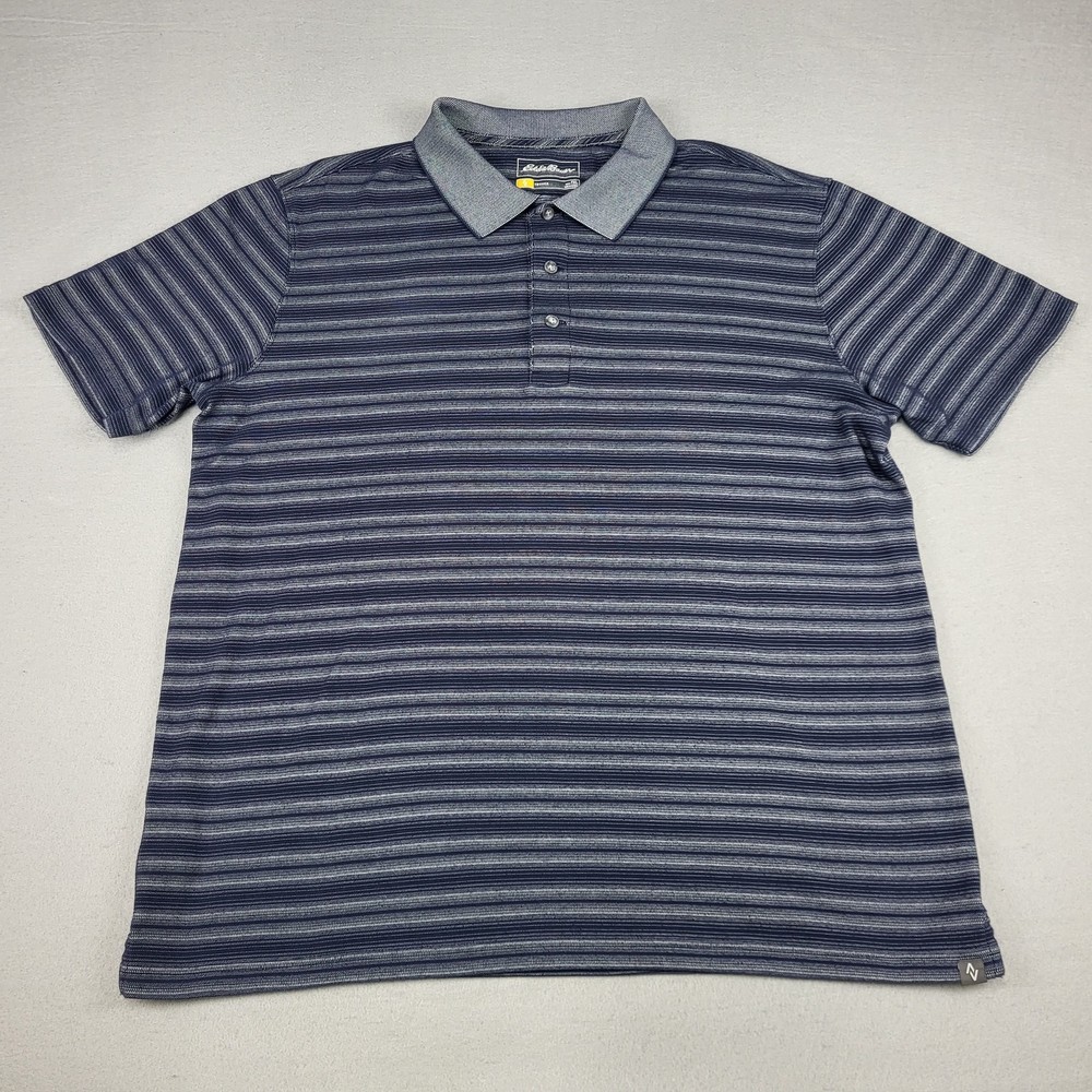 Eddie Bauer Polo Shirt Mens Tall XL Striped Travex Performance Golf