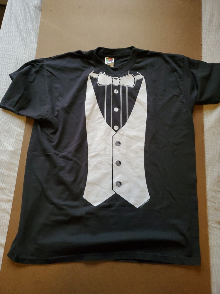 Vintage 90s FOTL Best T Black Graphic Tuxedo T Shirt Size XL