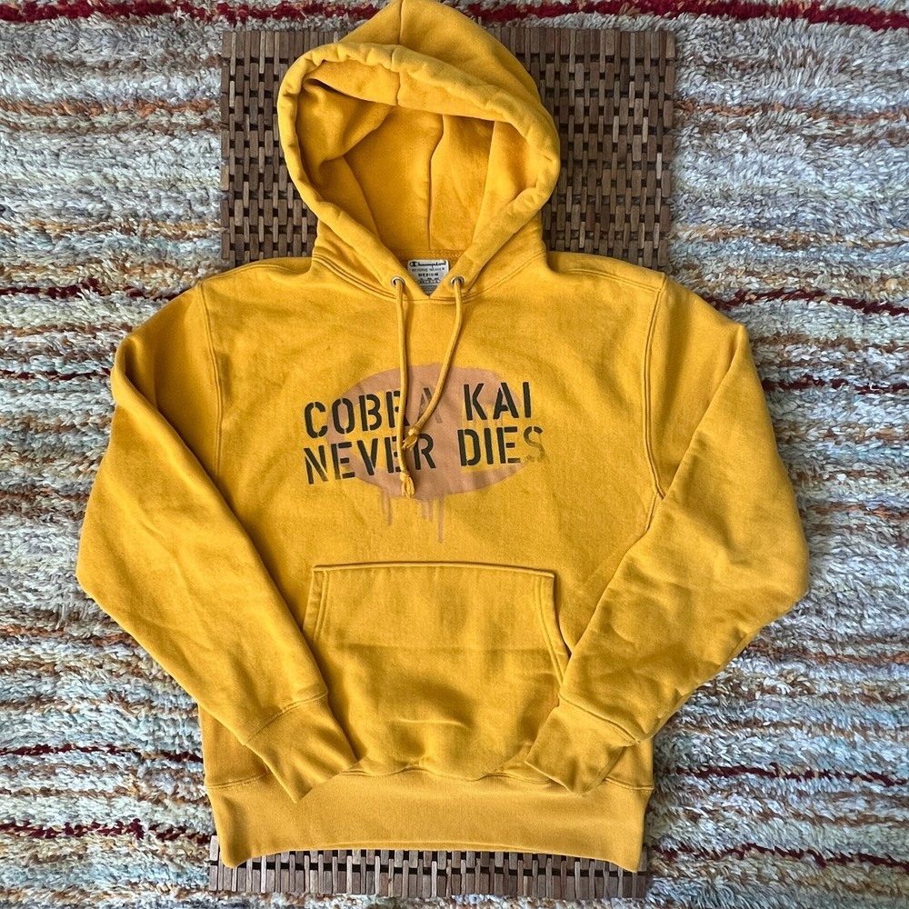 Champion Reverse Weave Cobra Kai Promo Hoodie Hoody Yellow Men's Medium M