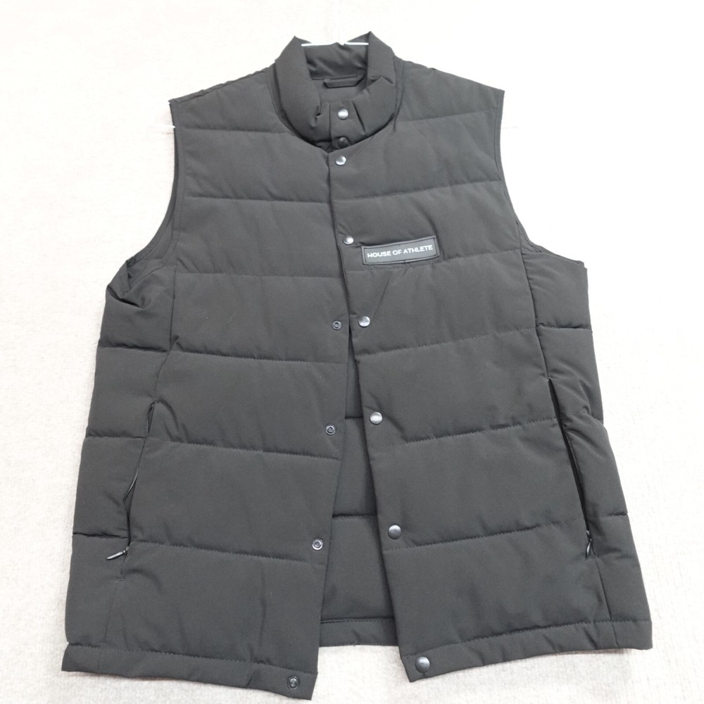 House of Athlete Medium Black Snap Front Puffer Vest