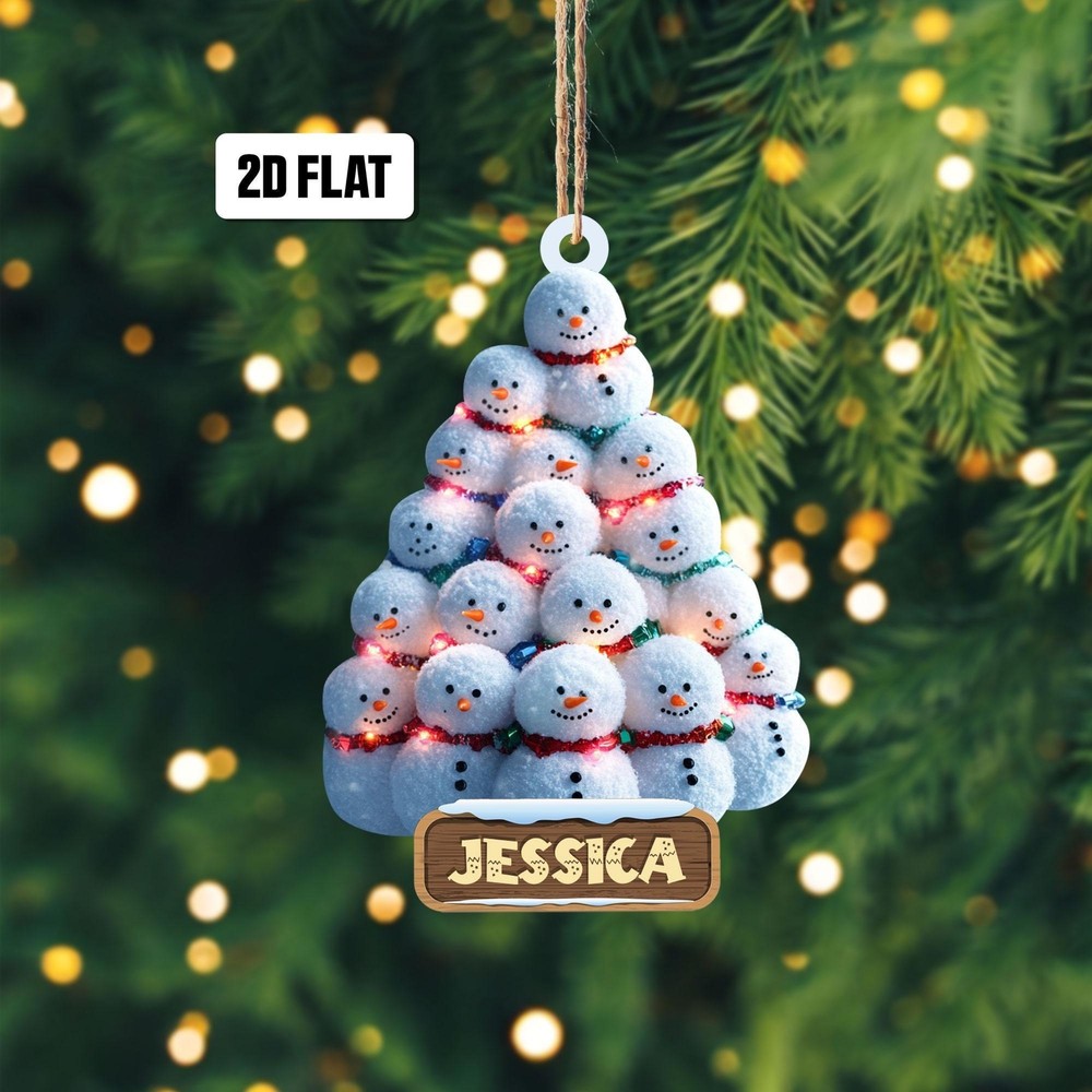 Personalized Snowman 2D Flat Christmas Ornament  Snowman Tree Rearview Mirror Ca