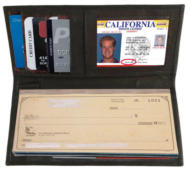 Brown Genuine Leather Checkbook Wallet with ID & Cash Holder - US Seller