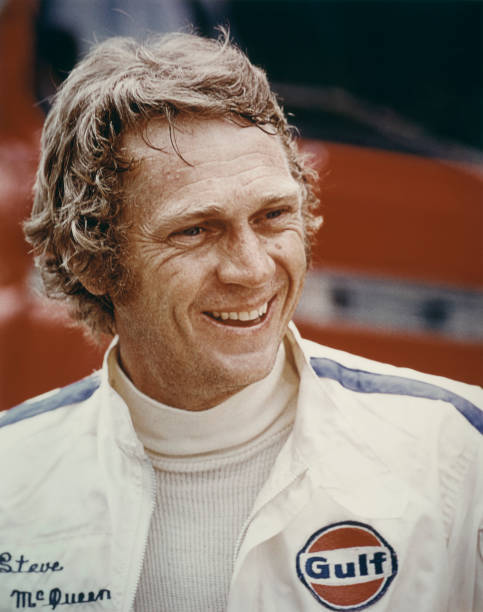 Steve McQueen smiling in his Gulf motor racing jacket early 1970s Old Photo