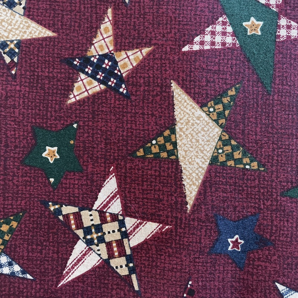 Country Burgundy Patchwork Tossed Stars 2.5 Yards