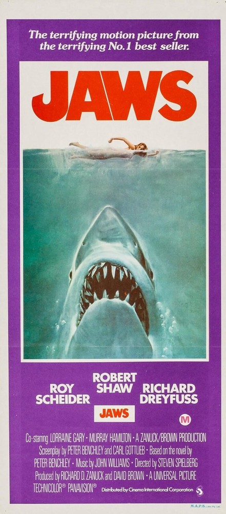 JAWS 1975 Australian Daybill poster print 13x30