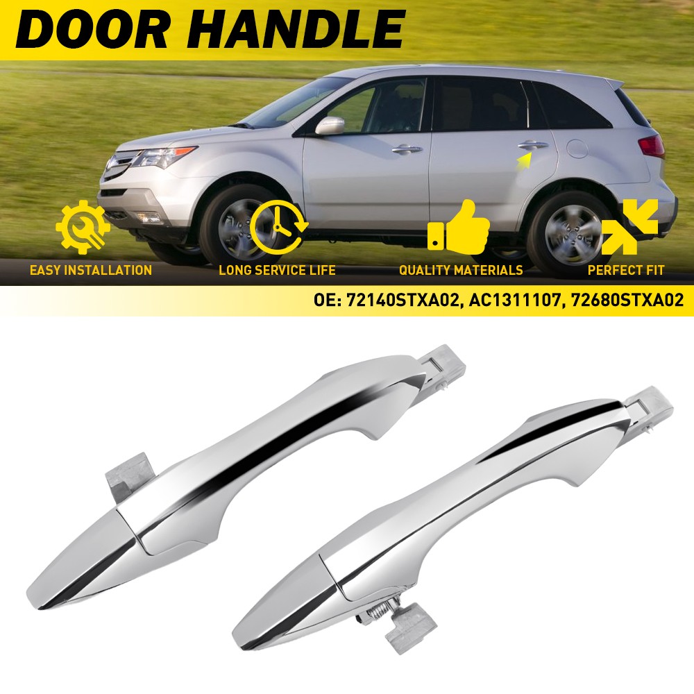 Fit 2007-2013 Acura MDX Rear Exterior Door Handles Chrome Pair Left and Right