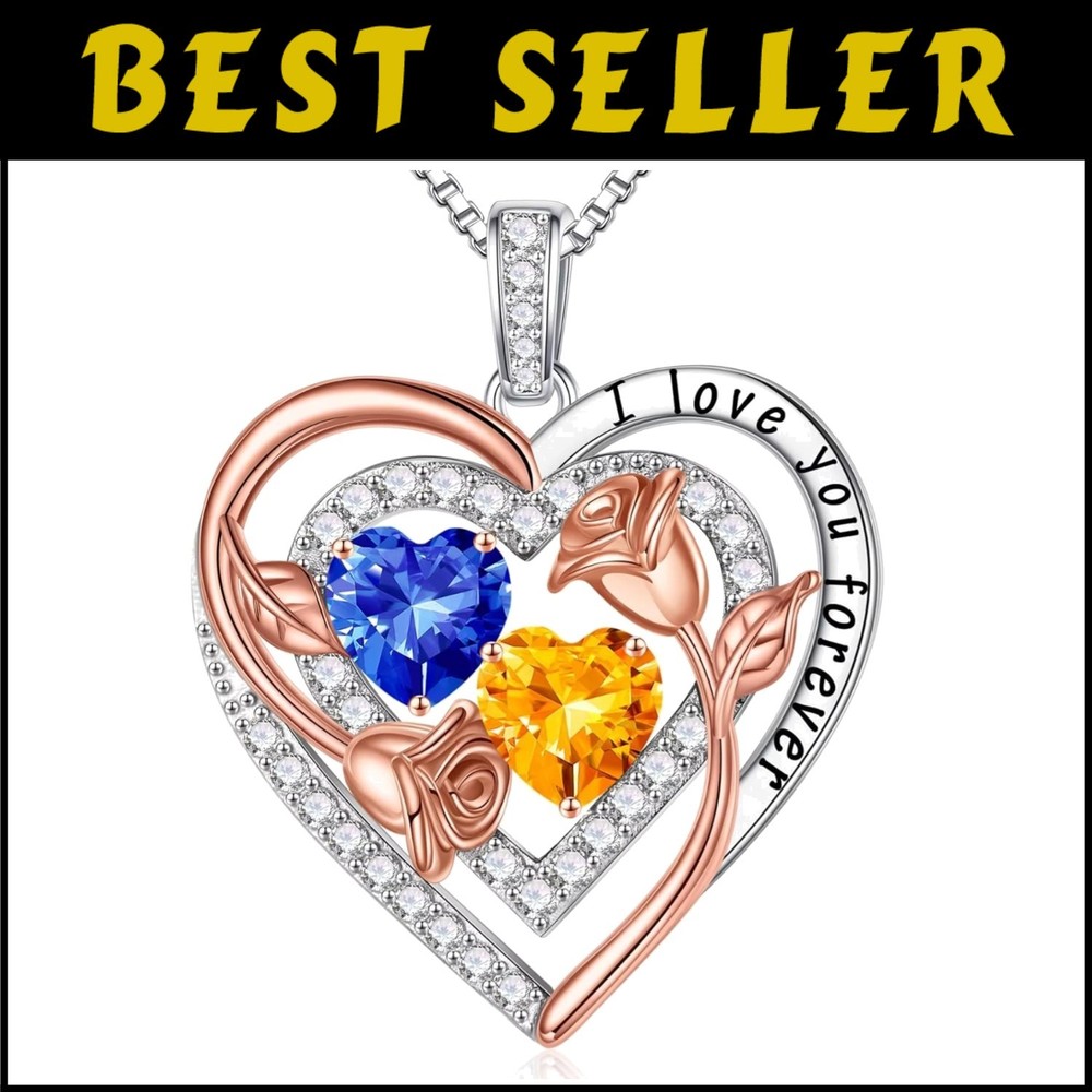Elegant Sterling Silver Birthstone Necklace with Adjustable Chain - Gift of Love