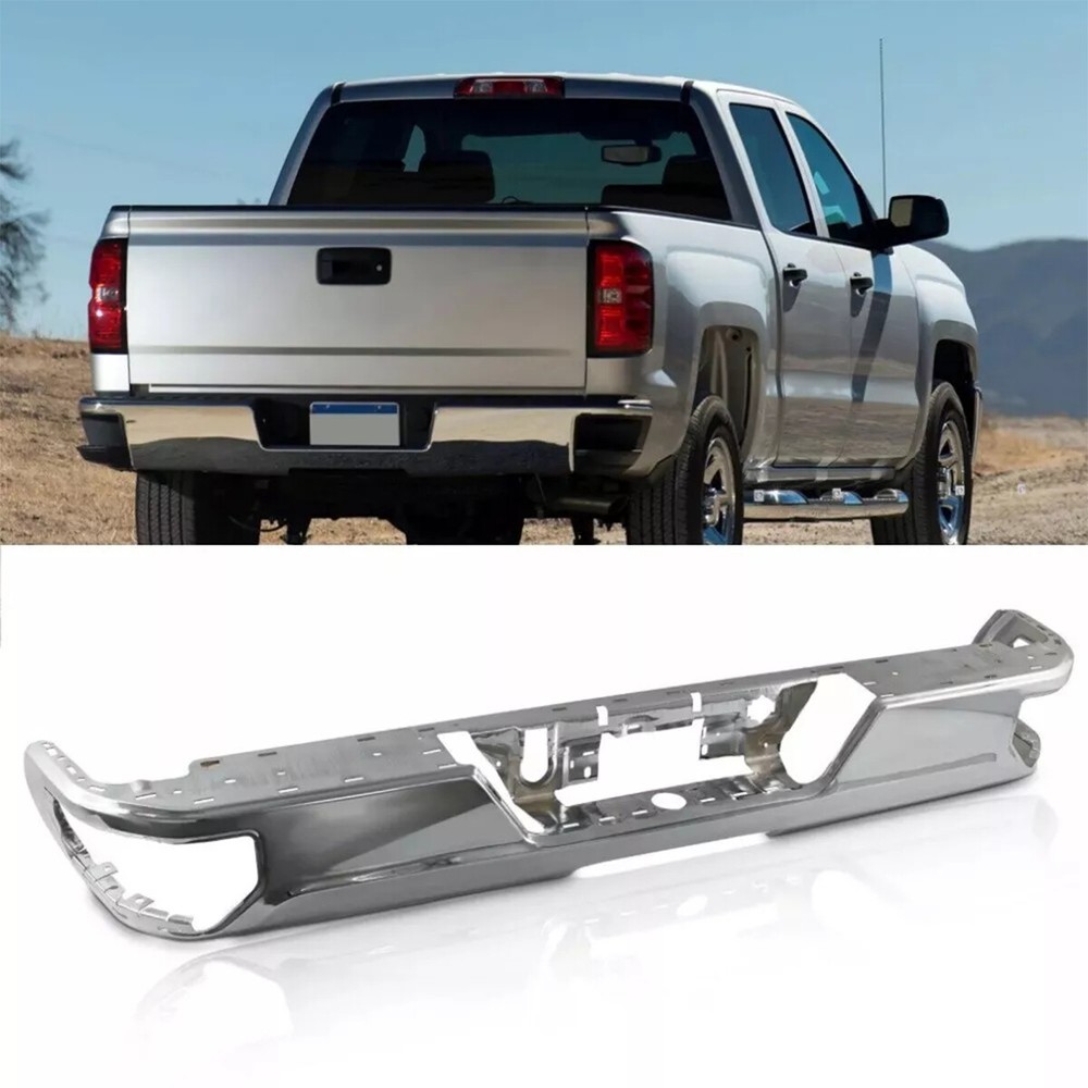 Steel Chrome Rear Bumper Face Bar For 2019-2025 Chevy Silverado GMC Sierra