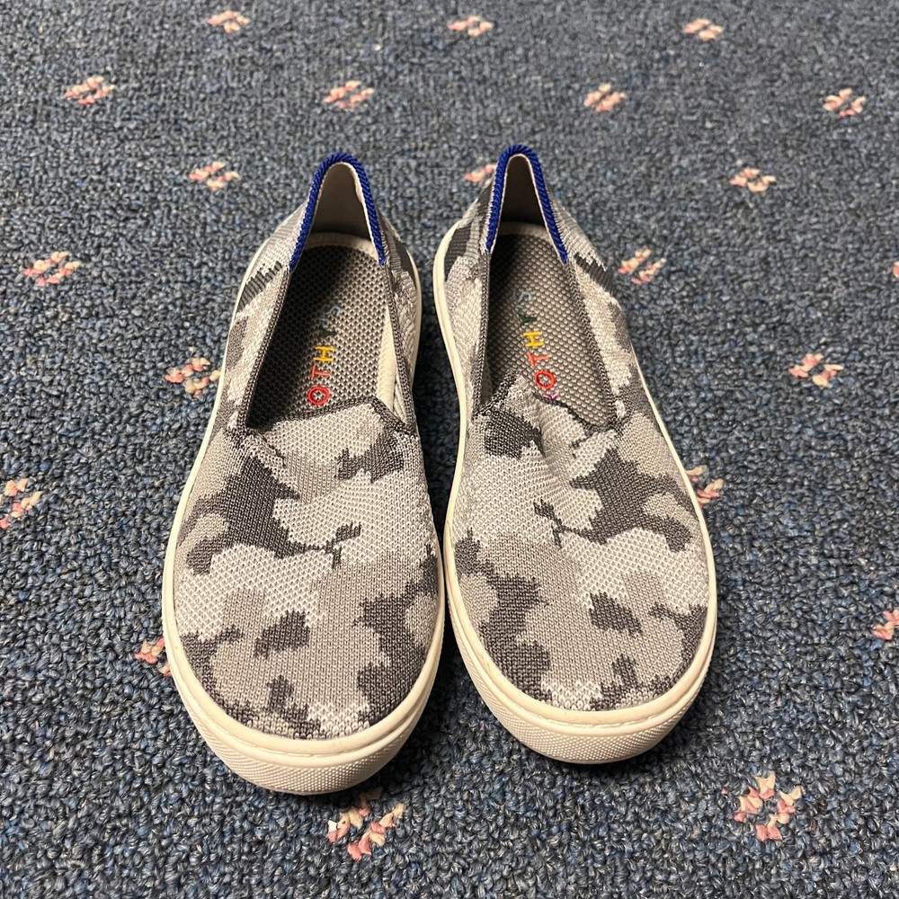 Rothy’s Kids Slip On Sneaker Loafer Gray Camo Sz 12 Stripe Play Active Washable